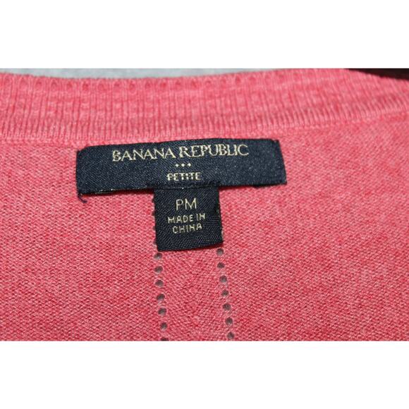 Banana Republic Womens Petite Medium Coral Lightweight LS Button Sweater - Picture 5 of 7